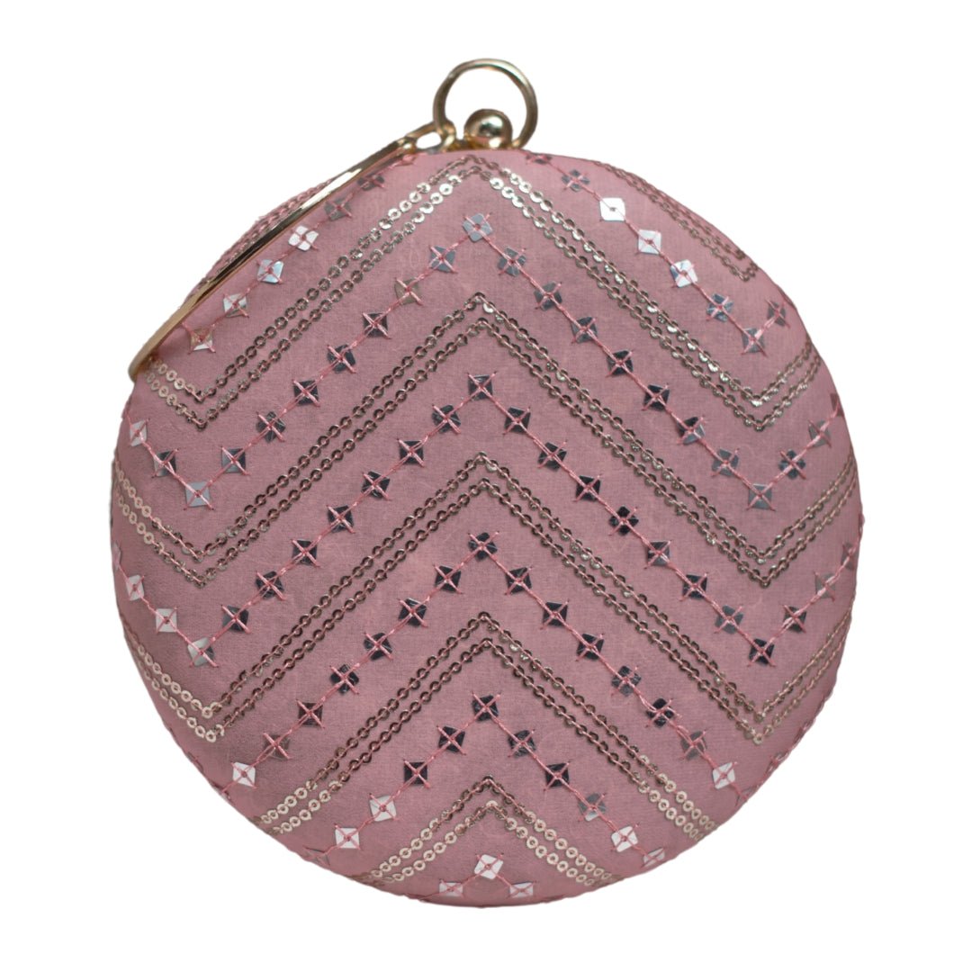 Artklim Peach Sequins Round Party Clutch