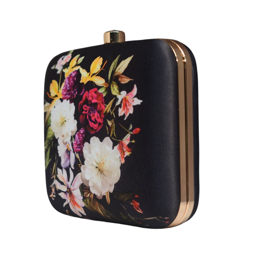 Artklim Black Floral Printed Clutch