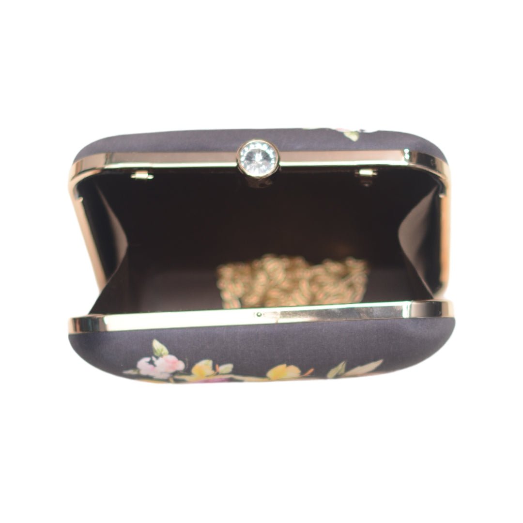 Artklim Black Floral Printed Clutch
