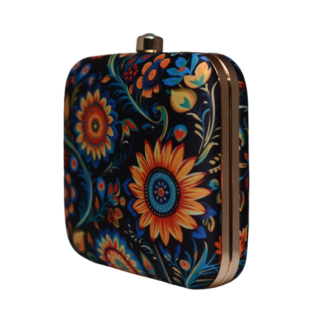 Artklim Blue Floral Printed Clutch
