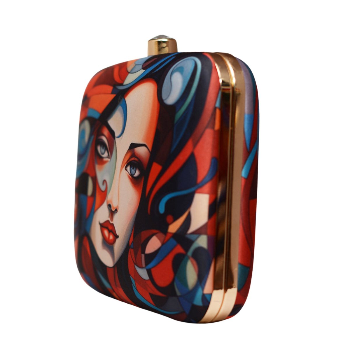 Multipattern Women Portrait Printed Clutch