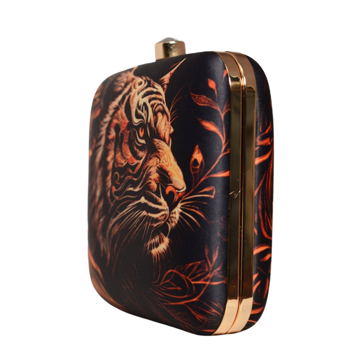 Black Based Tiger Printed Clutch