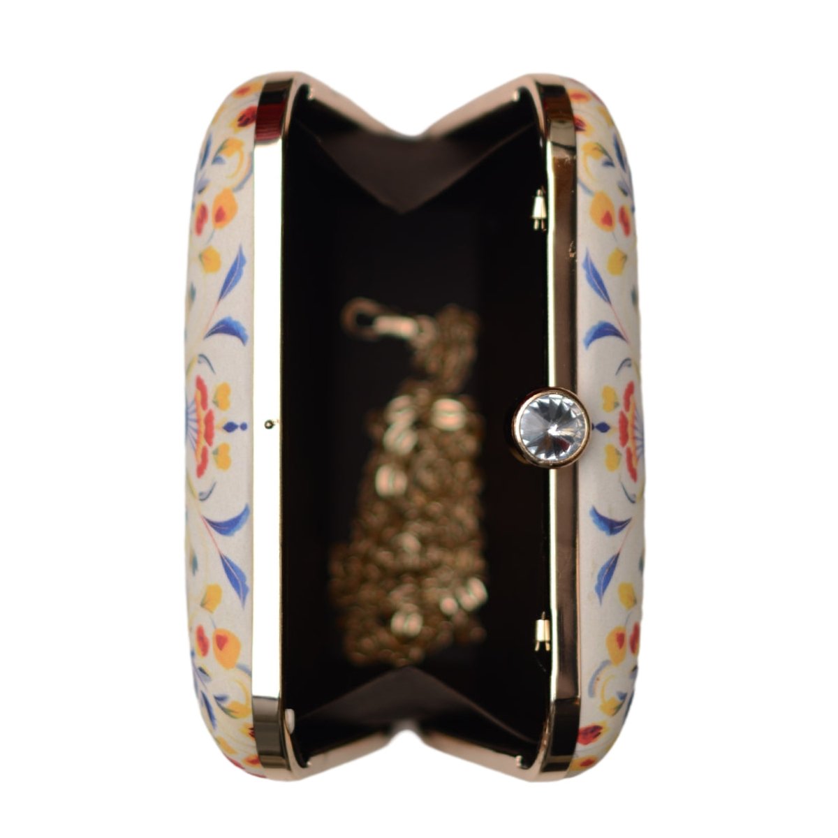 White Based Peacock Printed Clutch