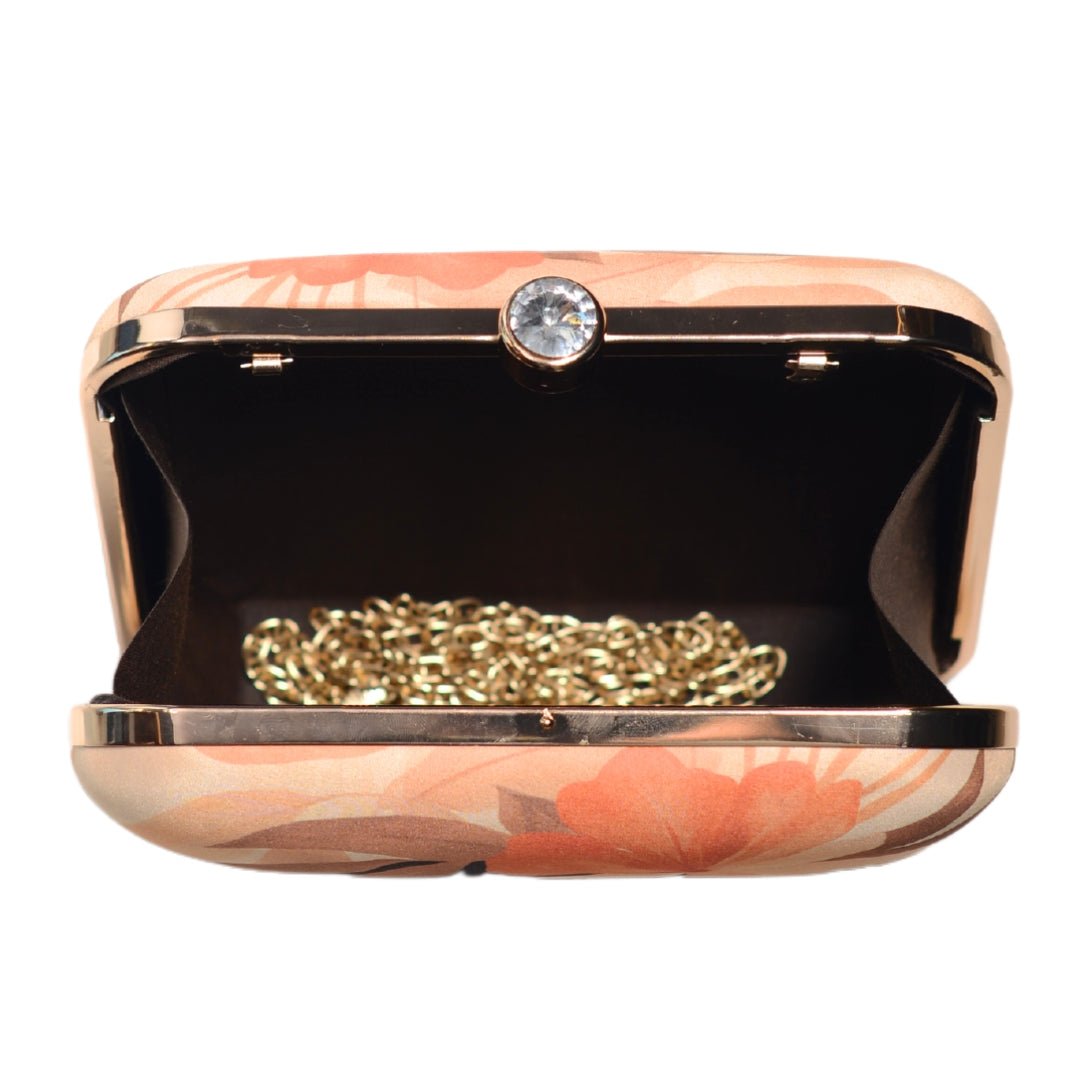 Beige Floral Afro Women Portrait Printed Clutch