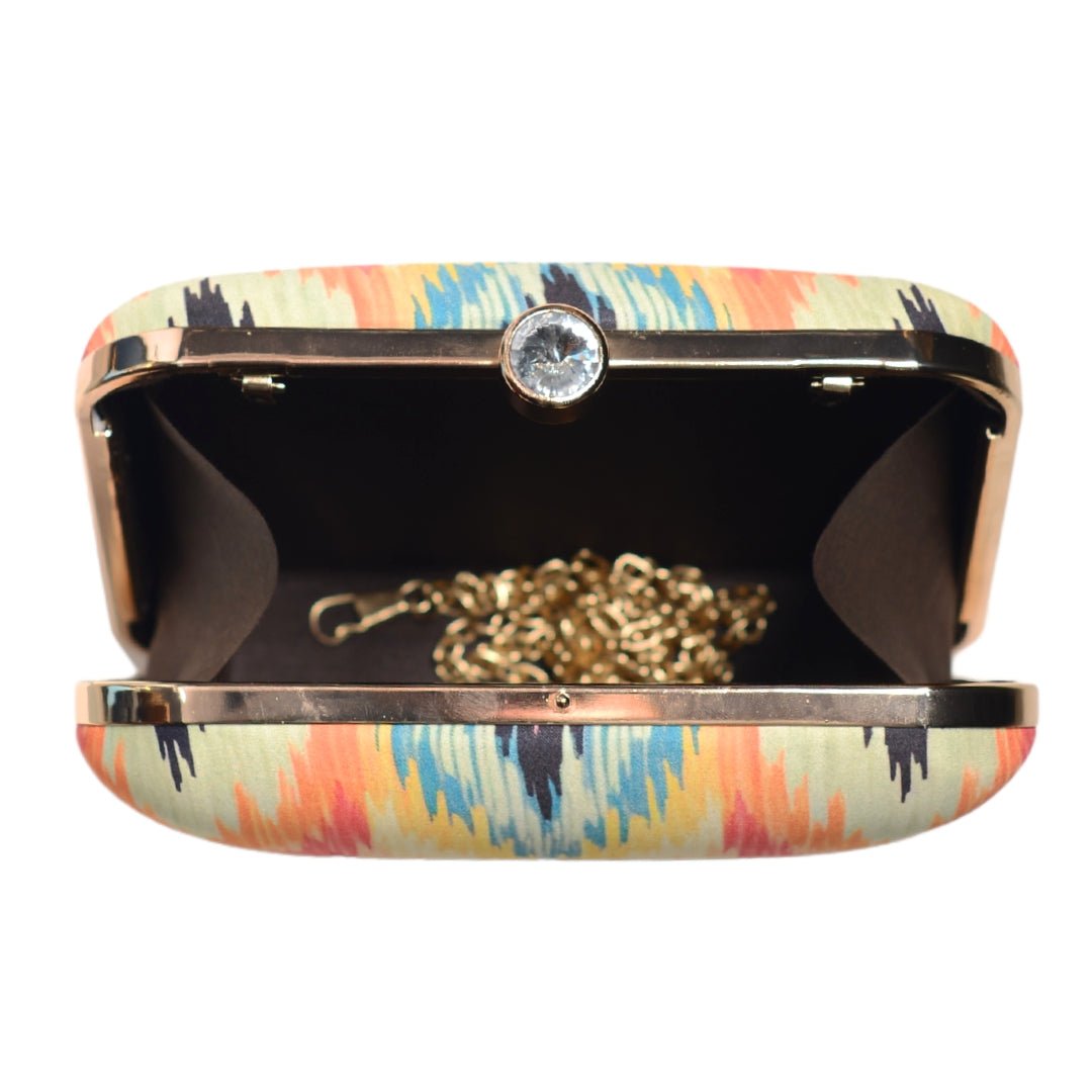 Multicoloured Ikkat Printed Clutch
