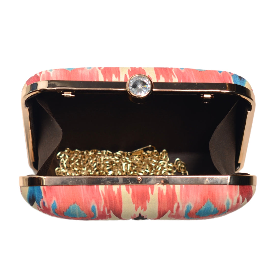 Multicoloured Ikkat Tie-Dye Fusion Printed Clutch