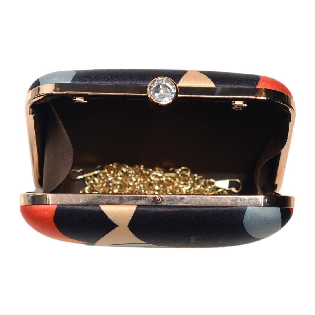 Multicoloured Side Face Women Portrait Printed Clutch