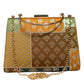 Multipattern Brown Brocade Party Clutch