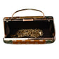 Multipattern Brown Brocade Party Clutch