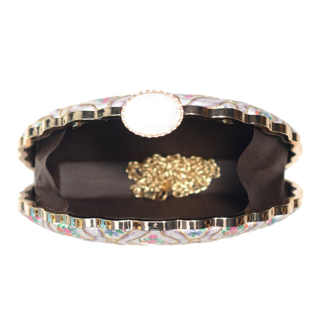 White Symmetrical Moon Shaped Clutch