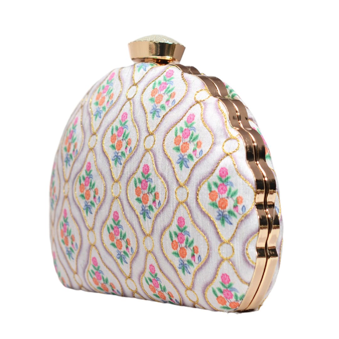 White Symmetrical Moon Shaped Clutch