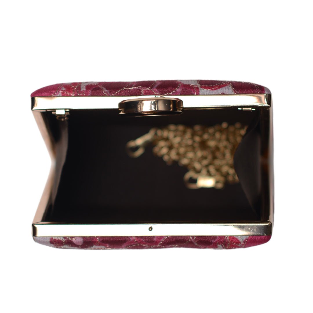 White And Pink Floral Vertical Clutch
