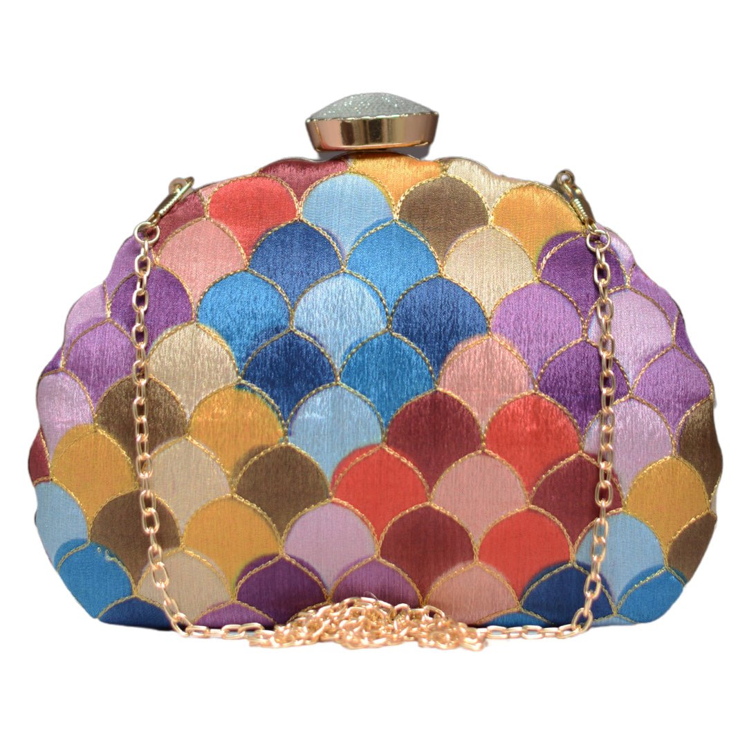 Multicolour Pattern Embroidery Clutch