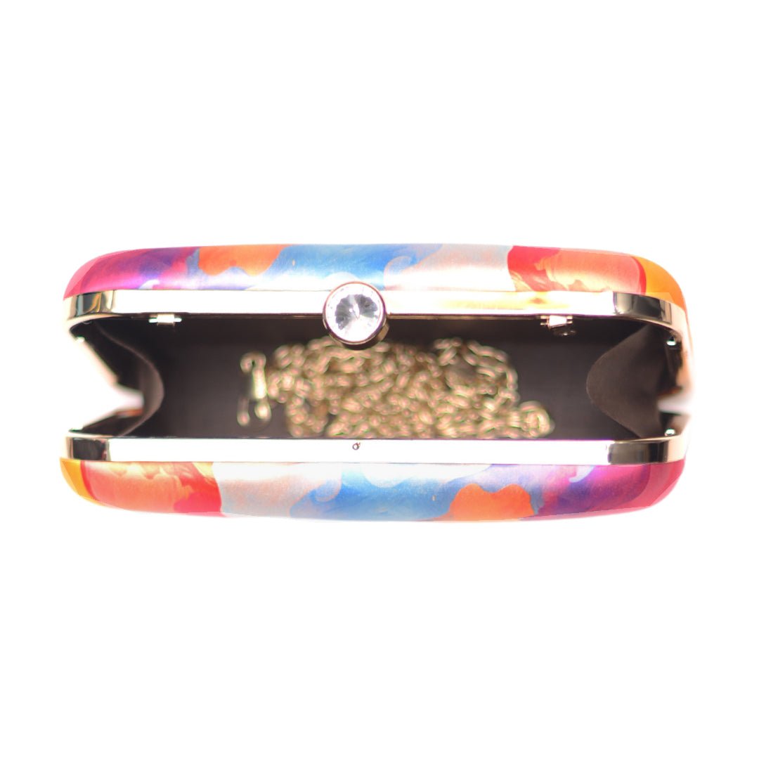 Multicolour Flow Art Printed Clutch