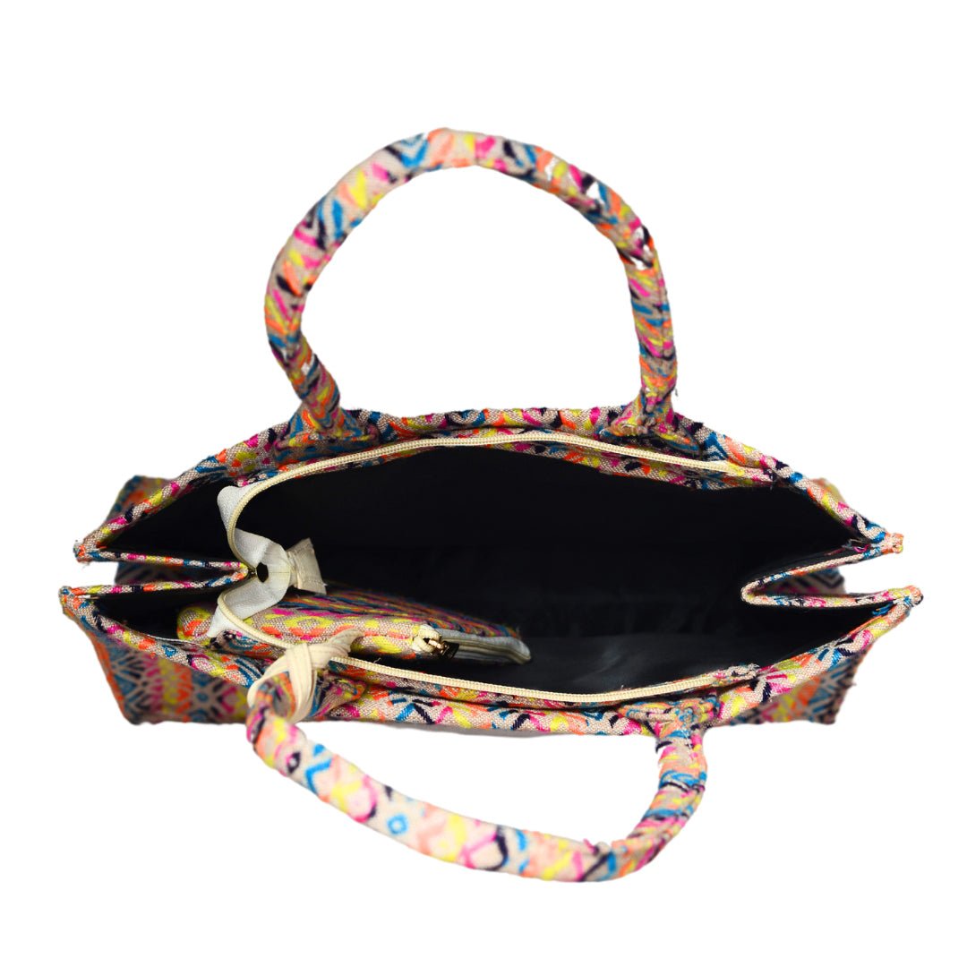 Multicolour Jacquard Box Style Tote bag