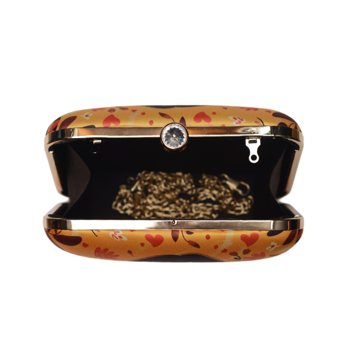 Yellow Girl And Birds Printed Clutch