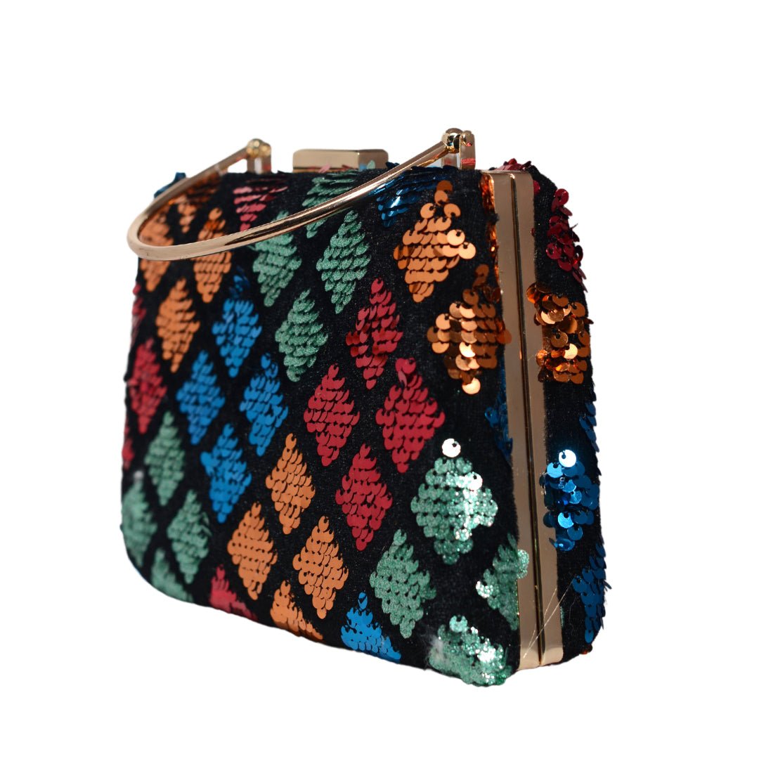 Multicolor Sequins Embroidery Clutch