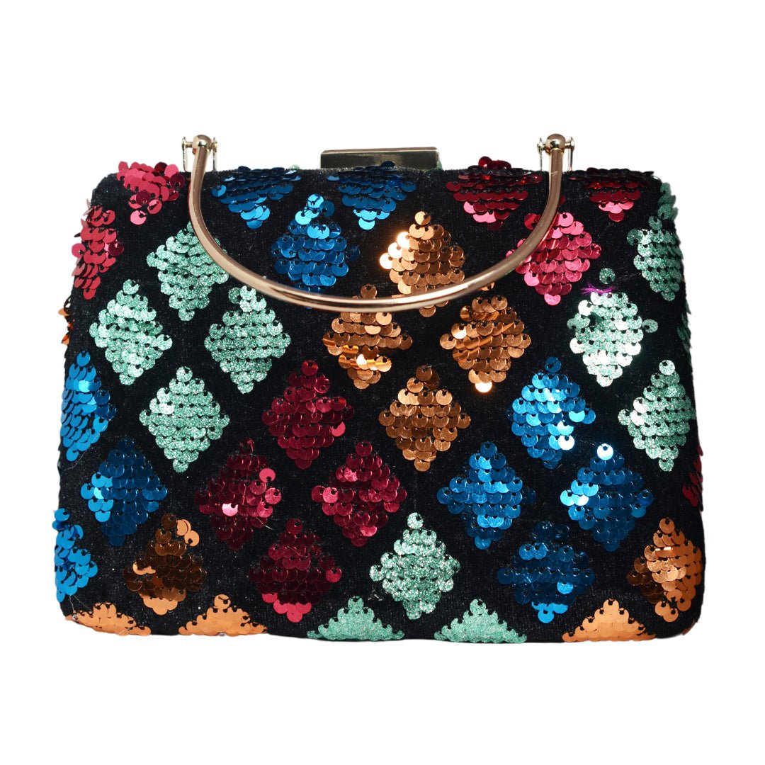 Multicolor Sequins Embroidery Clutch