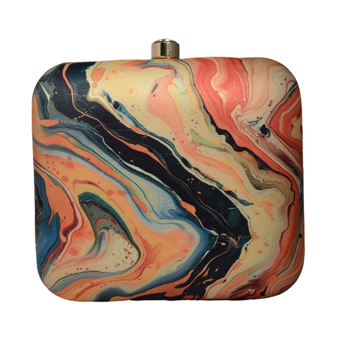 Flow Art Printed Clutch