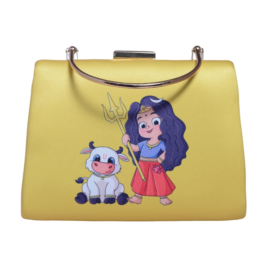 Yellow Durga Printed Clutch
