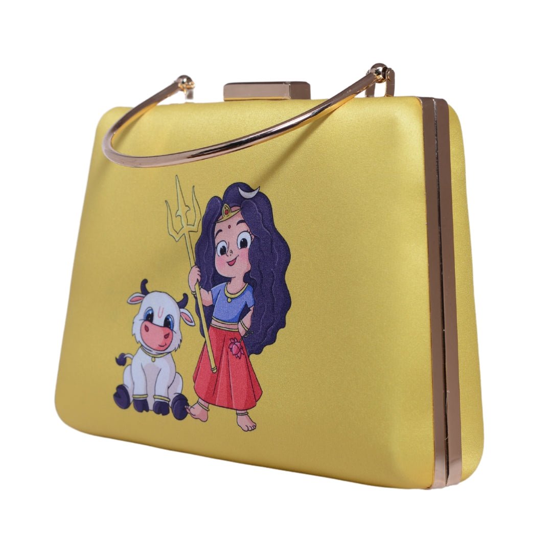 Yellow Durga Printed Clutch