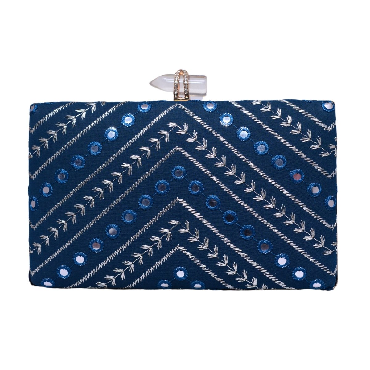 Blue Sequins Embroidery Party Clutch