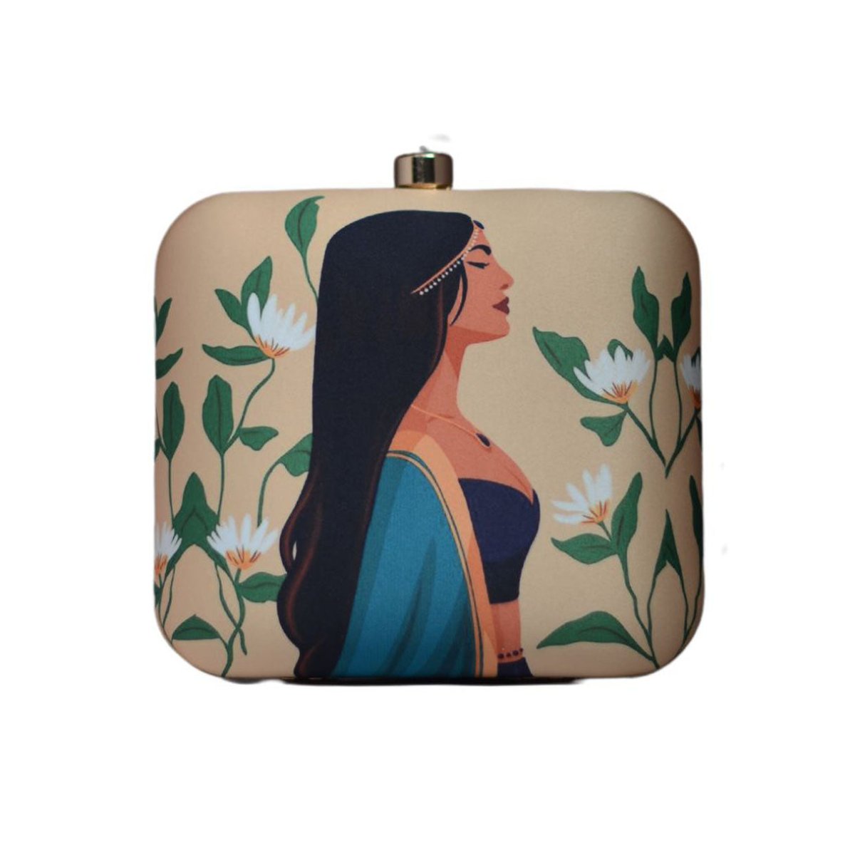 Artklim Brown Girl Portrait Printed Clutch