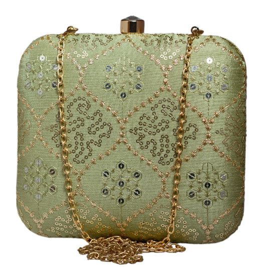 Pista Multipattern Sequins Embroidery Clutch