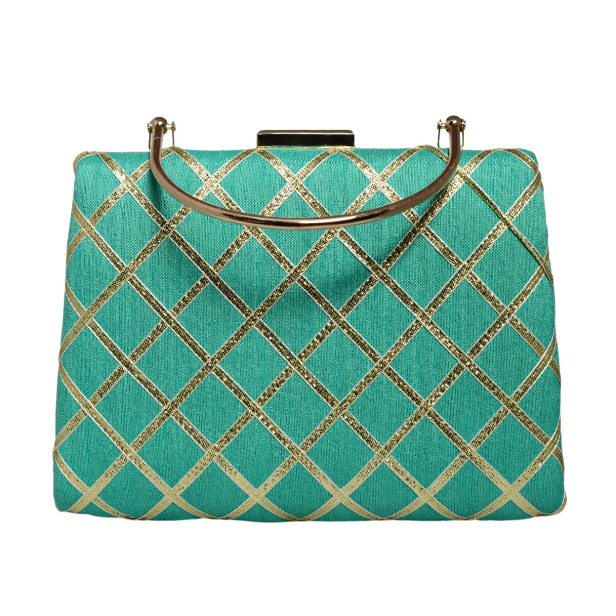 Turquoise Gota Patti Fabric Clutch