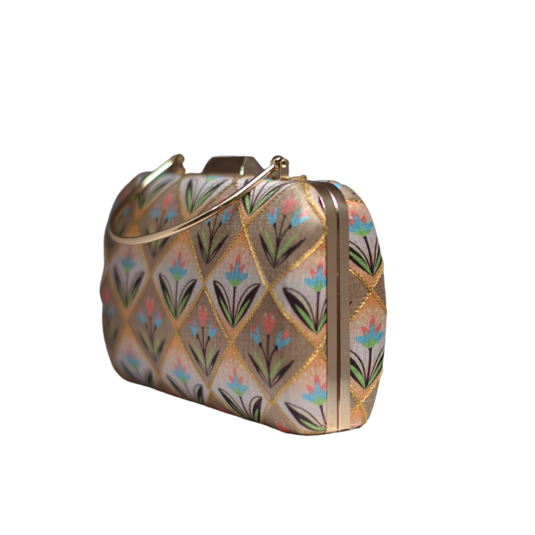 Artklim Golden Silk Brocade Party Clutch