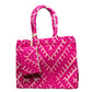 Pink And White Jacquard Box Style Tote bag