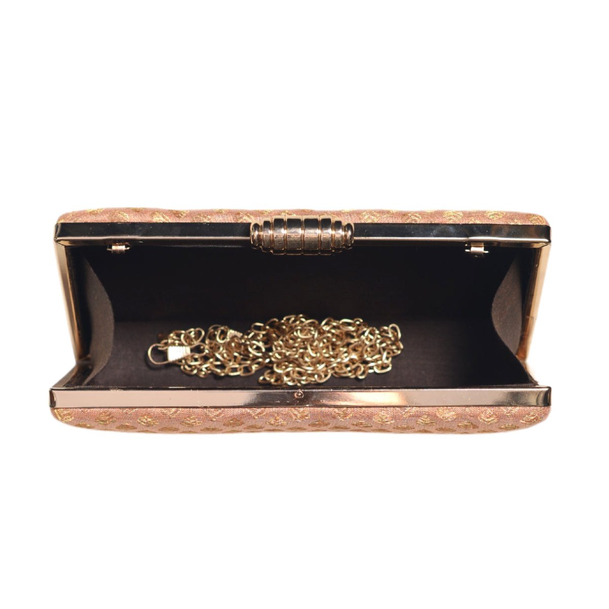 Orange Brocade Rectangle Fabric Clutch