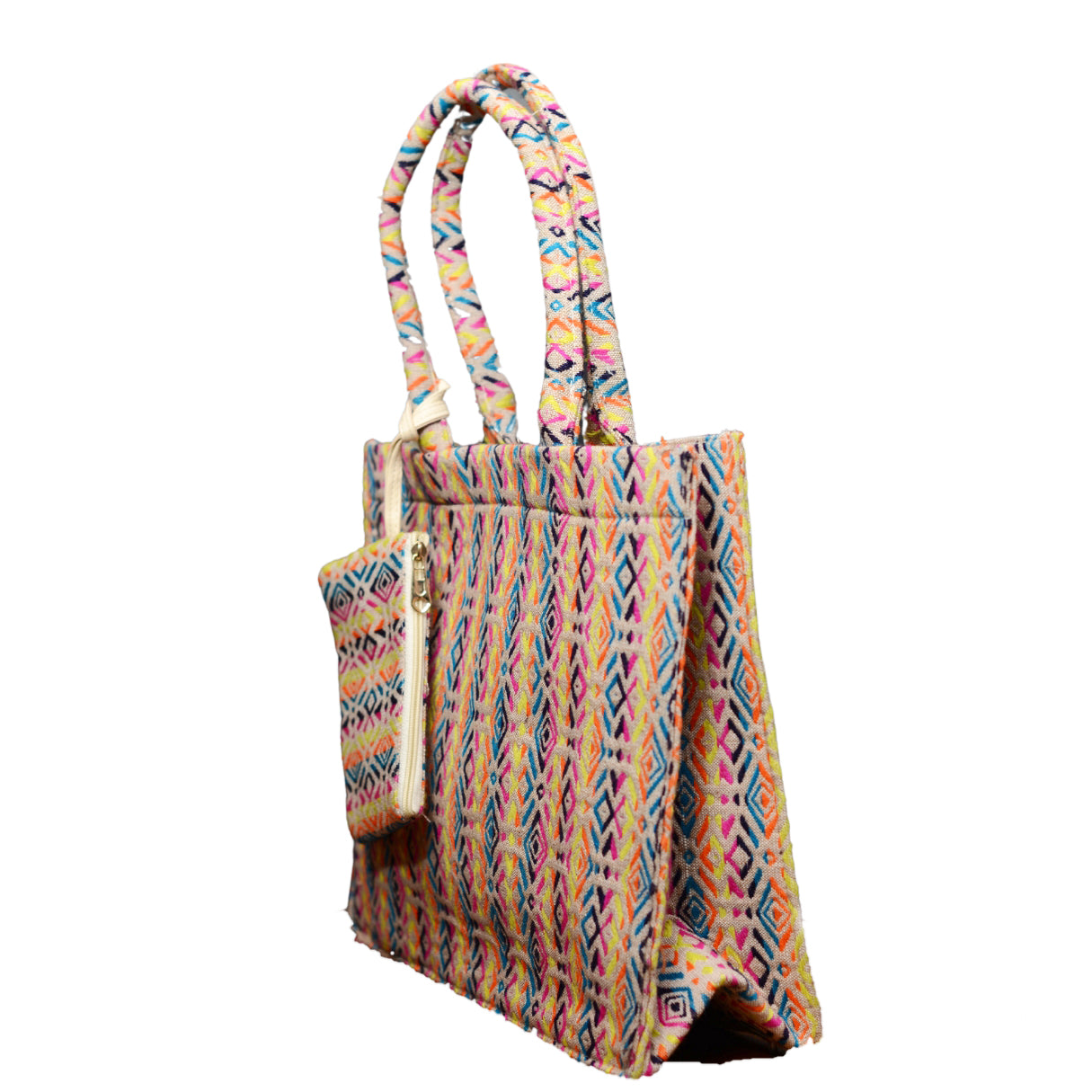 Multicolour Jacquard Box Style Tote bag