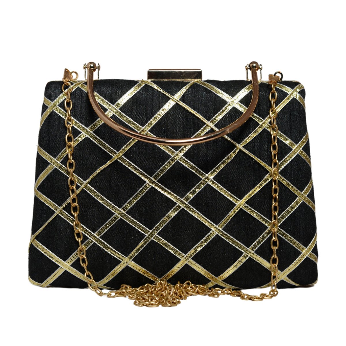 Black Gota Patti Fabric Clutch