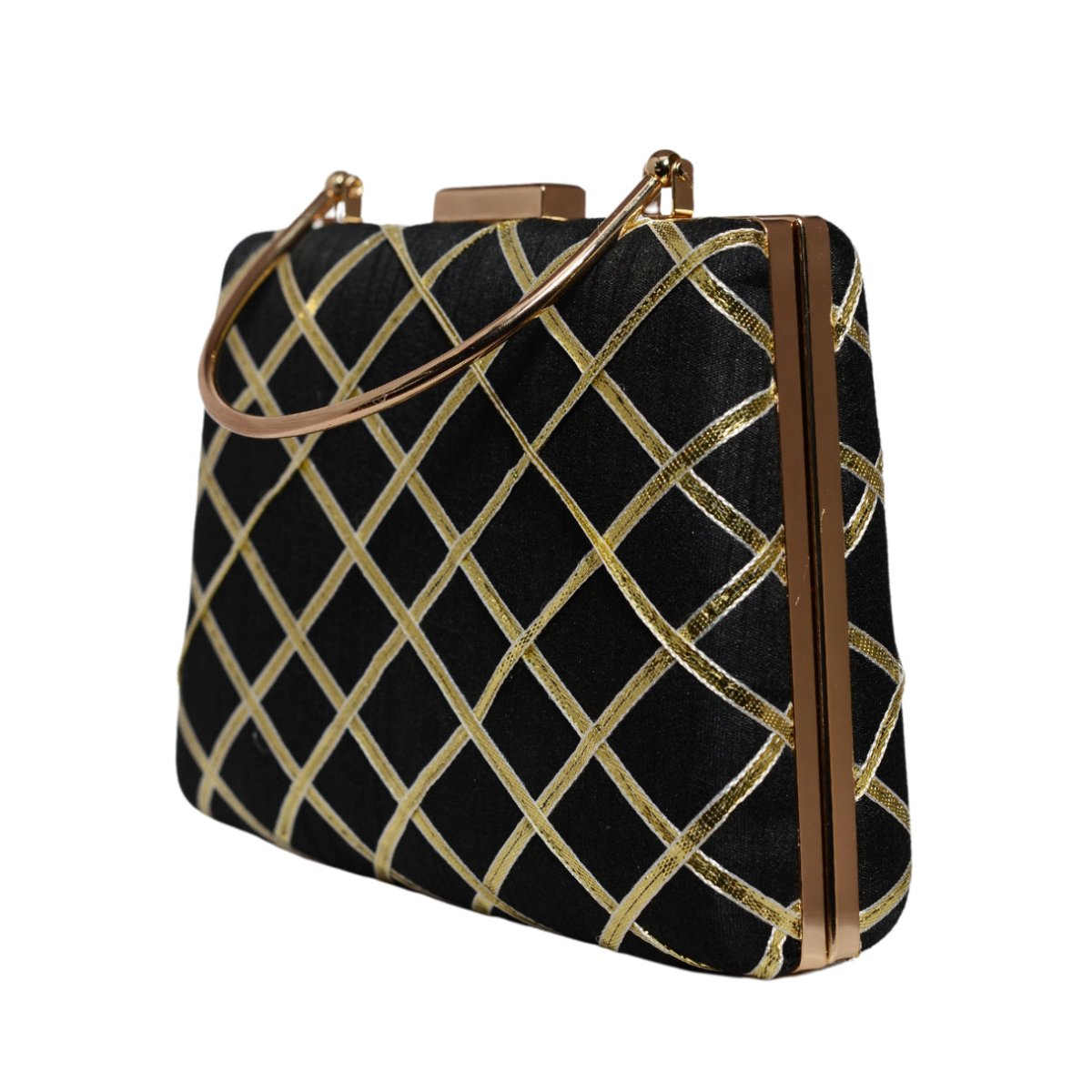Black Gota Patti Fabric Clutch