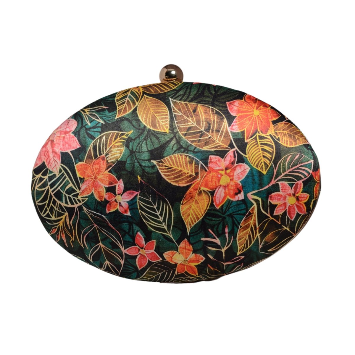 Pink Batik Floral Print Oval Clutch
