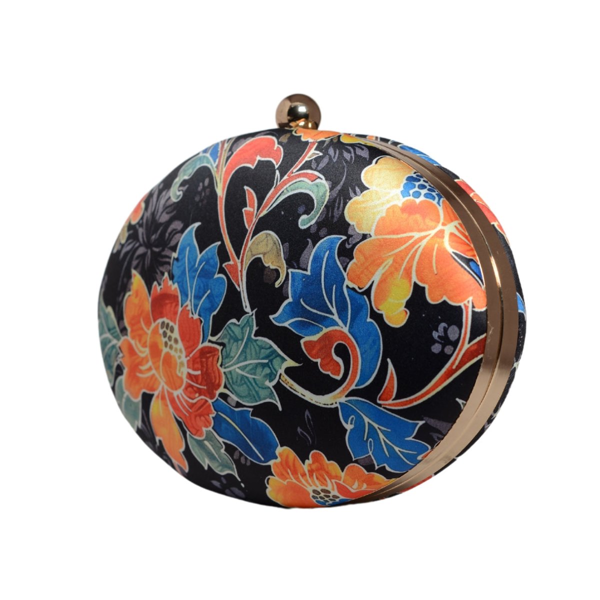 Multicolor Batik Floral Printed Oval Clutch