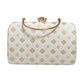 White Box Pattern Embroidery Clutch