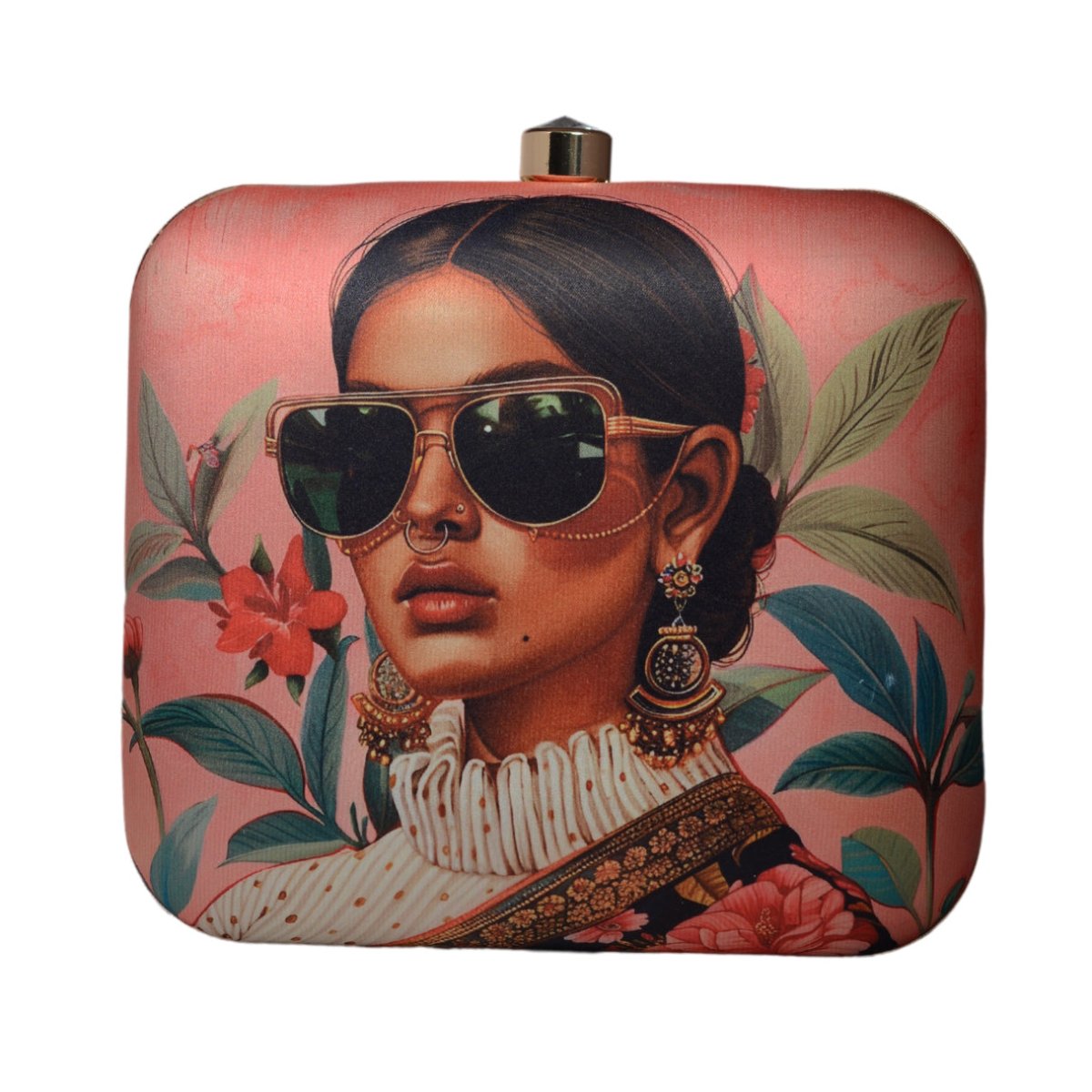 Elegant Brown Woman Portrait Clutch