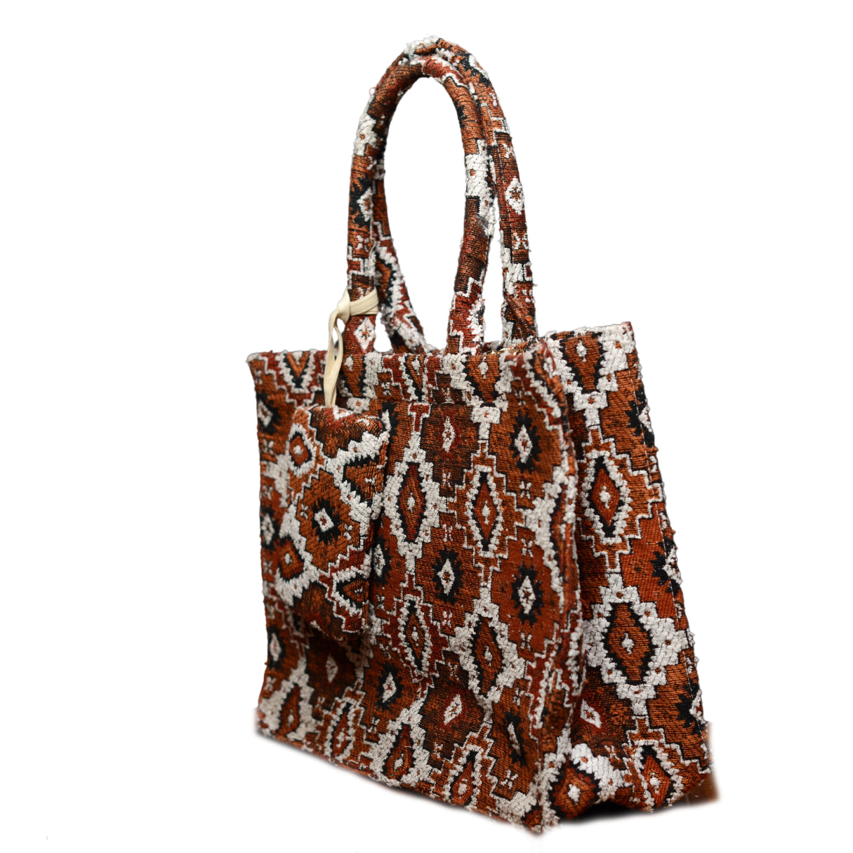 Brown and White Box Style Tote bag