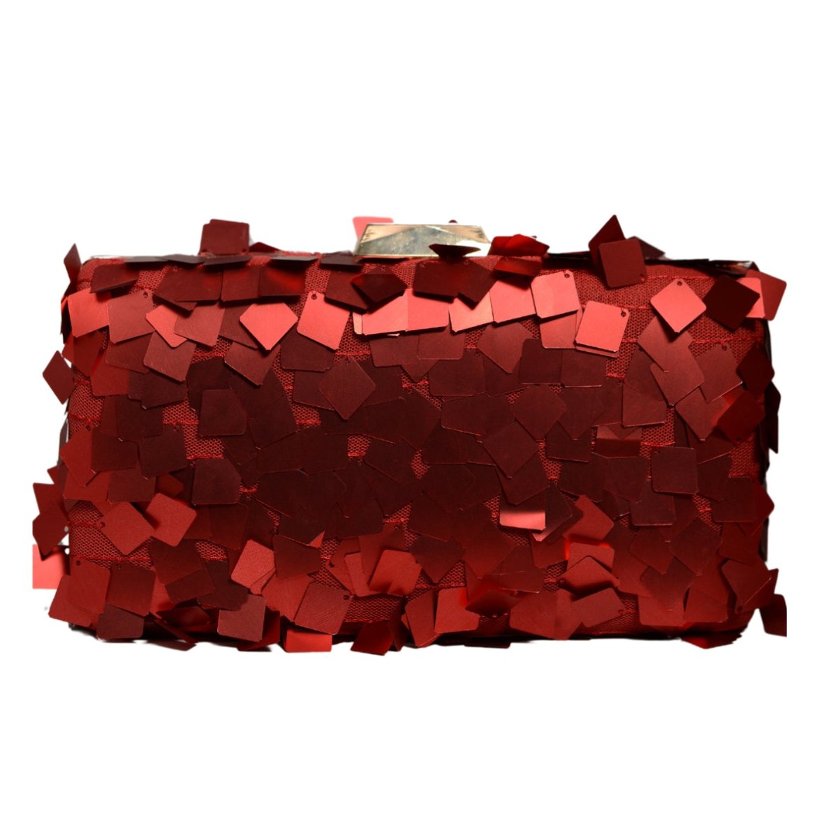 Red Embellished Sequins Party Clutch