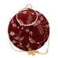 Maroon And Golden Embroidery Round Clutch