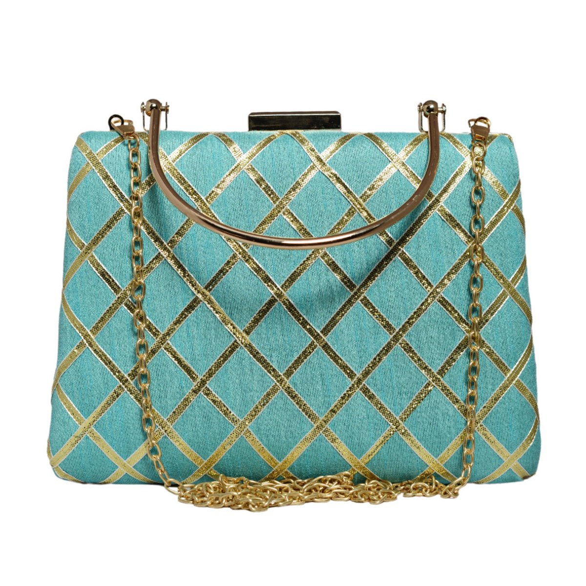 Sky Blue Gota Patti Fabric Clutch