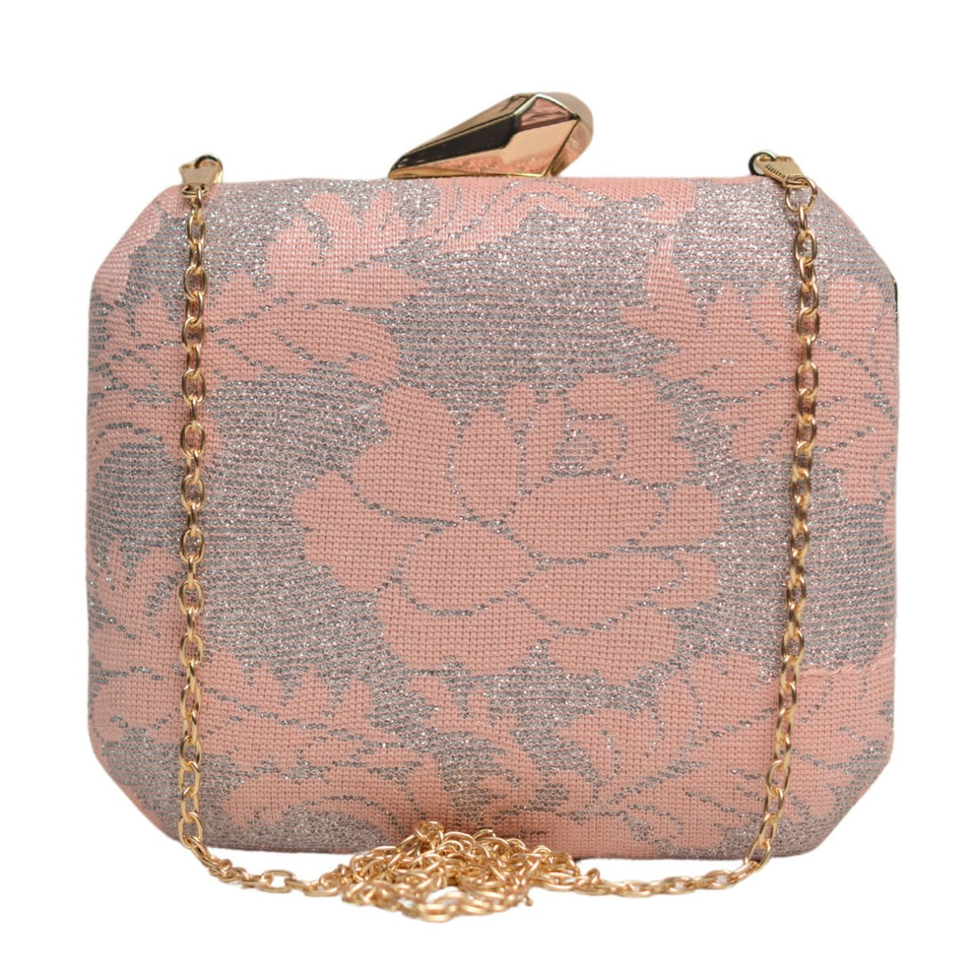 Pastel Orange Floral Pattern Clutch