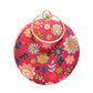 Red Floral Embroidery Round Clutch