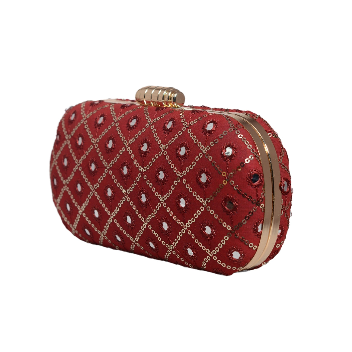 Red Sequins Checks Capsule Clutch