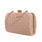 Pink Wavy Lines Pattern Embroidery Clutch