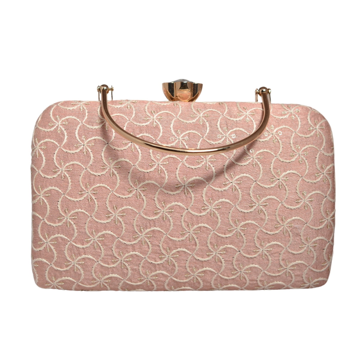 Pink Wavy Lines Pattern Embroidery Clutch