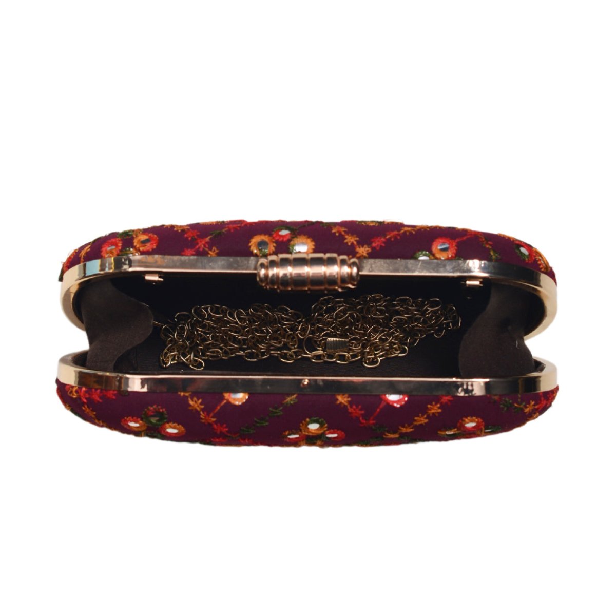 Wine Sequins Embroidery Capsule Clutch