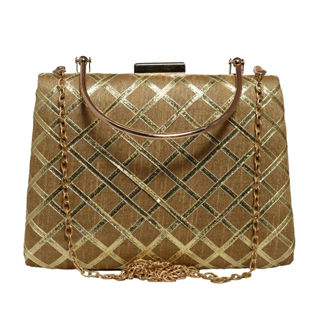 Brown Gota Patti Fabric Clutch